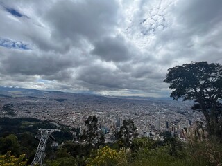 view of the city of Bogotá/Colombia from the top of the Monserrate mountain range (Cerro de...
