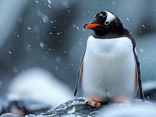Captivating Penguin in a Snowy Haven