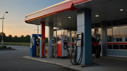 Credit card and fuel hose gas station on empty.generative.ai