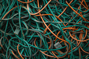 Texture Of A Bunch Of Green And Brown Small Electronic Wires Mixed Together Created Using Artificial Intelligence