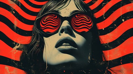 Psychedelic poster with a classic vintage vibe - sunglasses - trippy - old school 