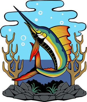 recommend clip art: Marlin fish Illustration