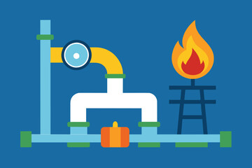 Gas pipeline transport icon cartoon vector. Energy natural flame. Station industry vector design