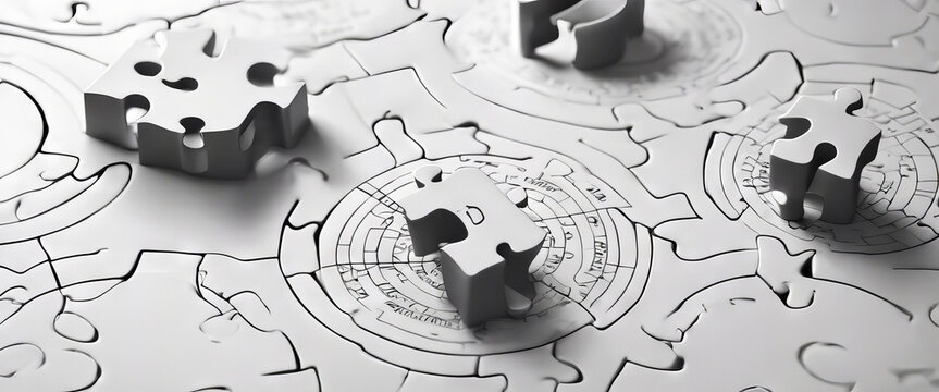 puzzle business line process contour four Section presentation compare Step piece infograph Simple outline banner agram Circle Background Pattern Infographic Label Puzzl