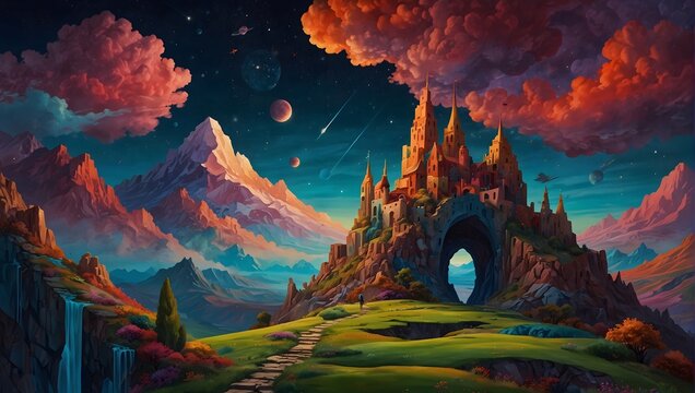 Surreal and Abstract Art Focus on dream-like landscapes, impossible geometries, and vibrant, surreal environments ai_generated