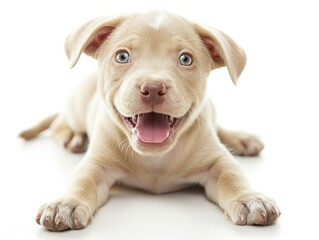 Fototapeta premium A small dog with a white background