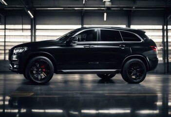 'sports suv car matte luxury vehicle transport expensive side black view cab auto automobile transportation fast drive motor speed half' - Powered by Adobe