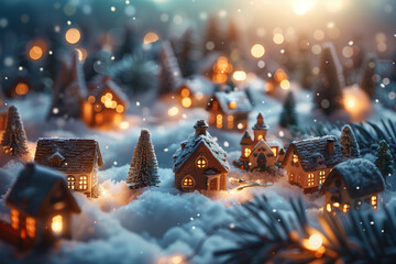 Vintage Christmas Village: Snowy Xmas Night