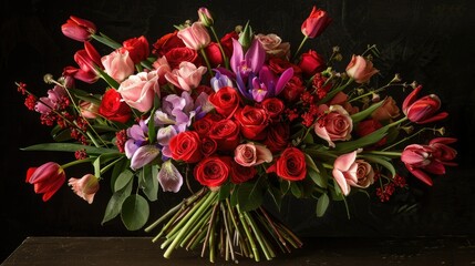 Surprise your special someone this St Valentine s Day with a vibrant bouquet of fresh roses tulips and irises a perfect holiday gift straight from the heart