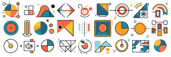 geometric patterned icon set in the shape of letters