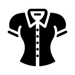 "Women Blouse Icon" - This Vector Showcases A Fashionable Women's Blouse, Represented As A Simplified Pictogram, Highlighting Stylish Dress And Clothes Elements.
