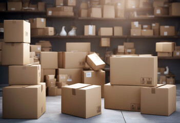 service delivery courier giving icons carry bags hands boxes cardboard shopping warehouse orders post concept shipment 3d packs render illustration box hand package