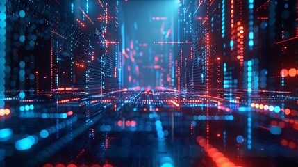 Obraz premium A futuristic digital design showcasing a sleek and modern network in calming blue tones, embodying innovation and progress in technology.