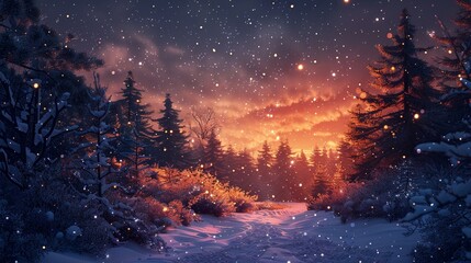 An AI-created image of a whimsical winter scene in a mystical forest. EveningTravel.