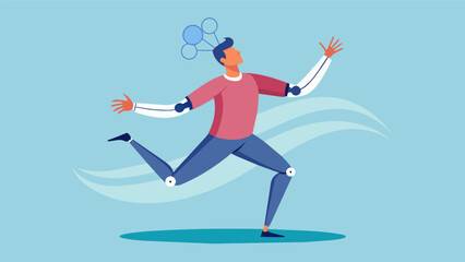 A man dancing gracefully with their neuroprosthetic arms the movements fluid and natural as they are controlled by his neural signals..