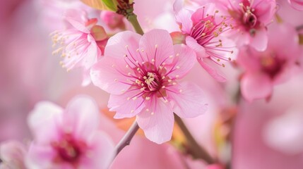 Close up of a pink peach blossom