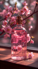 Obraz na płótnie Canvas Enchanting Cherry Blossoms Encapsulated in a Perfume Bottle