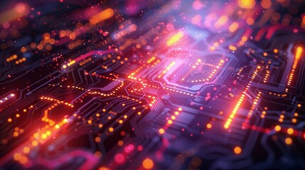 Fototapeta premium Exquisite engineering artistry featuring complex circuit patterns and illuminated accents.