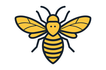 Bee vector line outline art icon vector illustration design