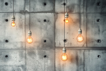 Concrete wall with light bulb background