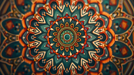 geometric mandala design on a colorful background