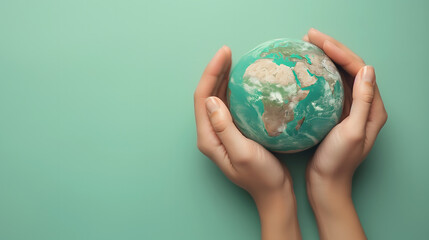 Global Conservation Awareness Represented by Hands Holding the Earth