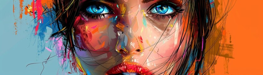 Artificial intelligence creates a stunning pop art masterpiece of a lovely lady.