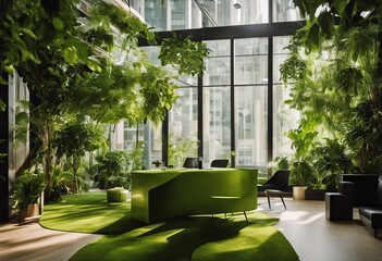 workplace office work business biophilic design image Green superlative