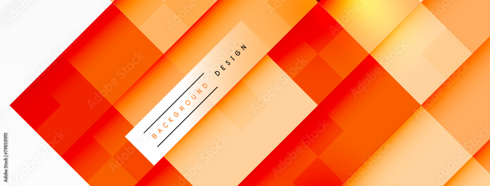 Poster vibrant orange and amber rectangles create a colorful geometric pattern on a yellow background, acce