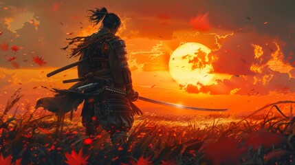 Samurai Warrior at Sunset