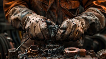 A detailed photograph capturing the hands of a mechanic.