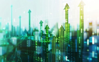 A digital illustration showcasing the upward trend of financial data, with vibrant colors and symbols on a clean white backdrop.