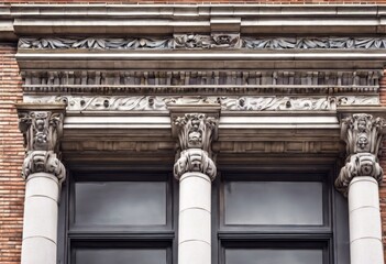 'Toronto Canada building detail old office Architectural Background Pattern Business Design Vintage House City Construction Wall White London Black Architecture Window Stone Post'