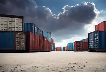 Fototapeta premium 'background freight transport import export trade international earth good shipping sea ship container business loading stencil american port bonnet support'
