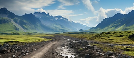 Mountain landscape. Panoramic view of the mountain valley.