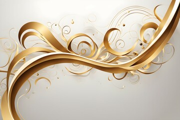 A gold and white swirl design with a gold and white background