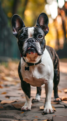 Fototapeta premium French Bulldog on Autumn Walk