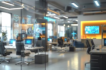 Smart office equipped with IoT devices for enhanced productivity and automated environment controls