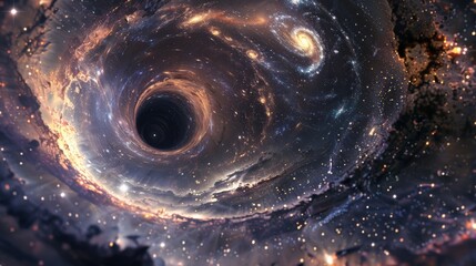 Swirling Black Hole in Deep Space
