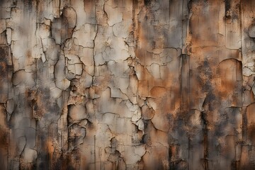 Naklejka premium The image is of a wall with a lot of cracks and peeling paint