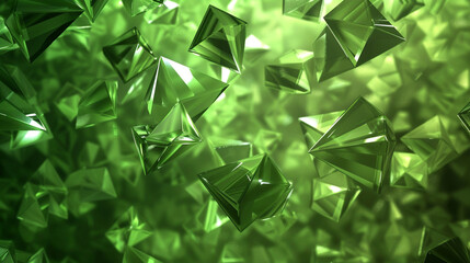 Green geometric motifs dancing harmoniously, evoking a sense of serenity and balance.