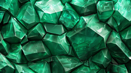 Interlocking emerald shapes forming an intricate mosaic, capturing the essence of complexity.