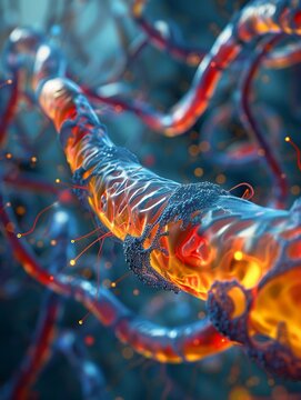 An abstract representation of arteries as pipes clogged with fat