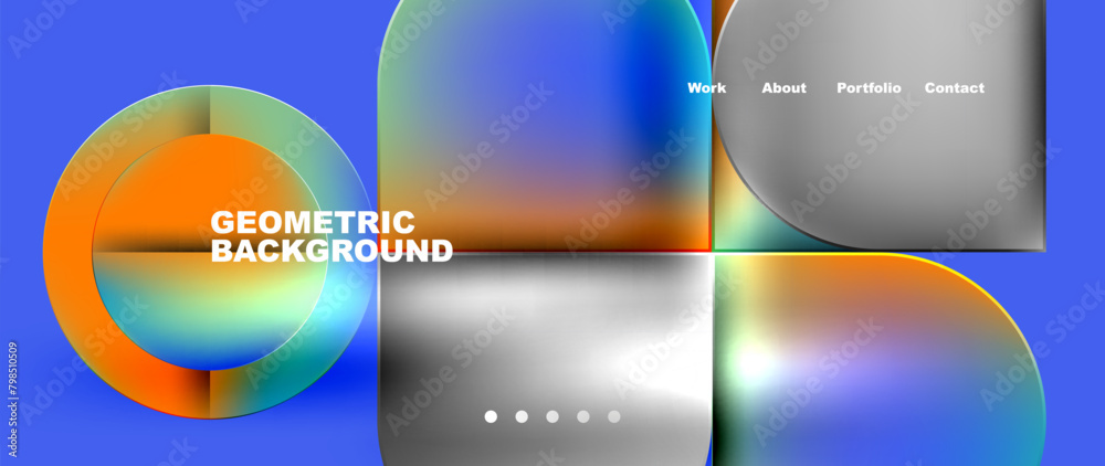 Aufkleber bright colorful squares with round elements minimal geometric background. vector illustration for wa