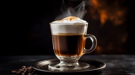 coffee cup, dark background, close up, professional photography, lighting
