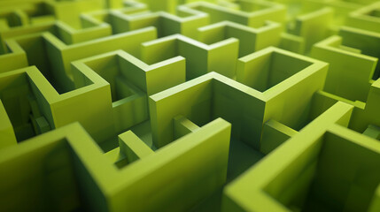 Intricate lime-green polygons forming an endless labyrinth of geometric precision.