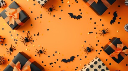 Gift boxes for a fun Halloween party created by generative AI