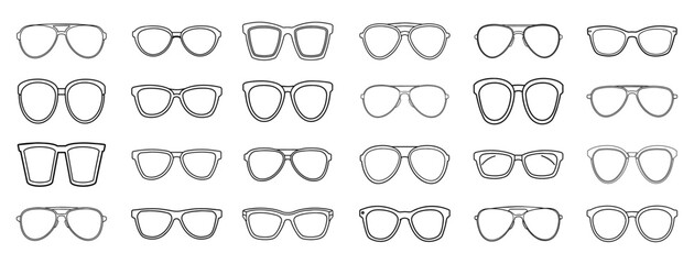Glasses collection. Sunglasses set. Vector
