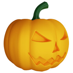 Pumpkin clipart flat design icon isolated on transparent background, 3D render Halloween concept