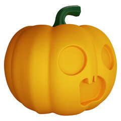 Pumpkin clipart flat design icon isolated on transparent background, 3D render Halloween concept